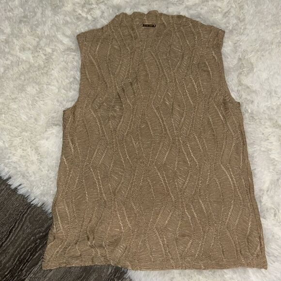 Nine West Ribbed Tan Sleeveless Blouse - Picture 3 of 3